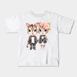 Zebra Couple Gets Married Kids T-Shirt